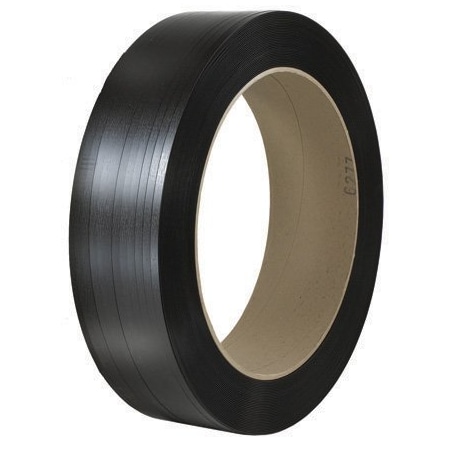 BSC PREFERRED 5/8'' x 2850' - 16 x 3'' Core Polyester Strapping, Black - Smooth - 5700' S-1655